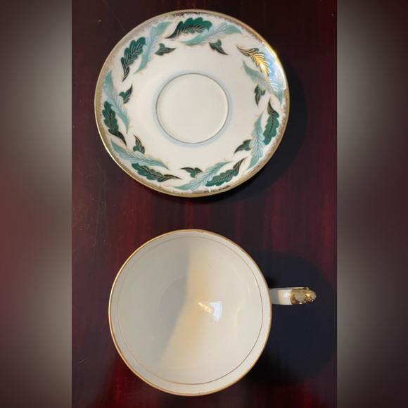 Shafford Japan Teal Green Leaf Teacup & Sauce - Picture 4 of 11